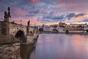 Image of Prague, capital city of Czech Republic, during beautiful sunset.